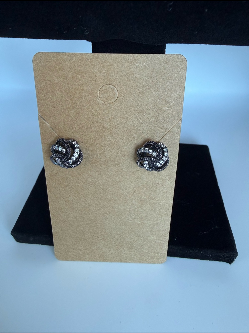 Park Lane Black and Silver Crystal Knot Earrings - Women Jewelry